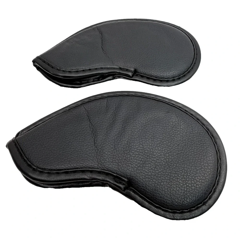 Lucky Clover Black Leather Golf Wedge Headcovers 2pc Set 54° 60° Club Protectors
